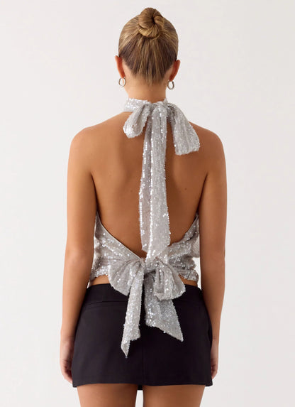 Willow Sequin Top Silver
