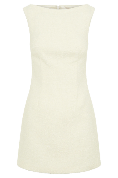 Angela Textured Boucle Mini Dress Ivory
