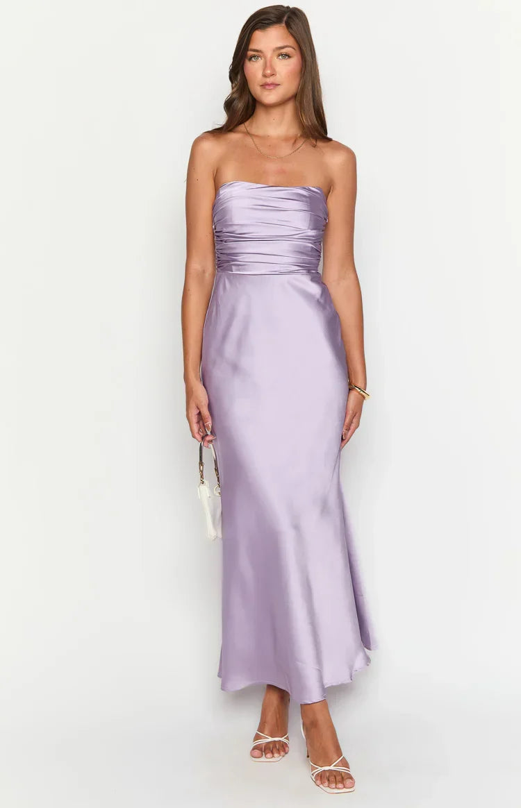 Alexia Purple Strapless Maxi Dress