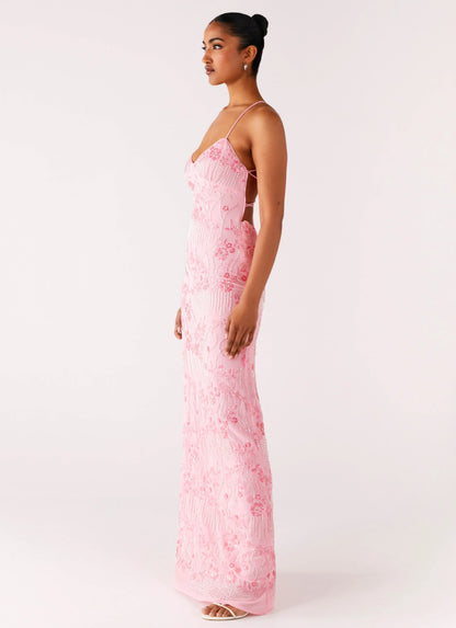 Vietta Sequin Cami Maxi Dress Pink