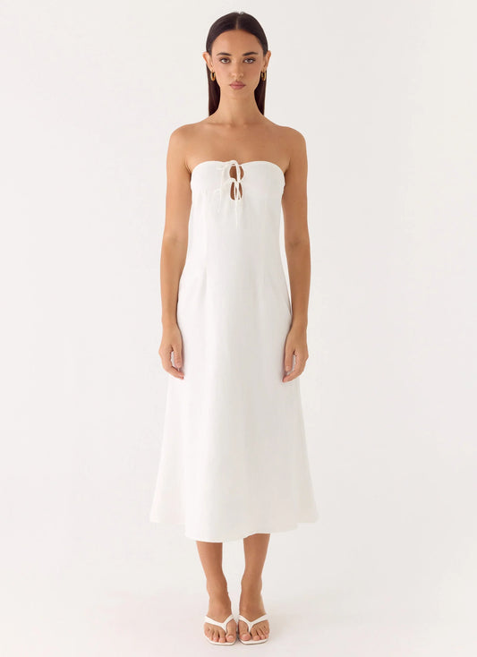 Sun Searching Midi Dress White