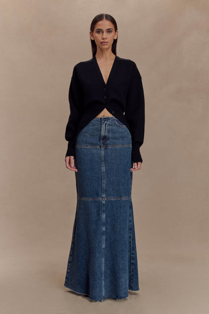 Loretta Denim Maxi Skirt Washed Dark Blue
