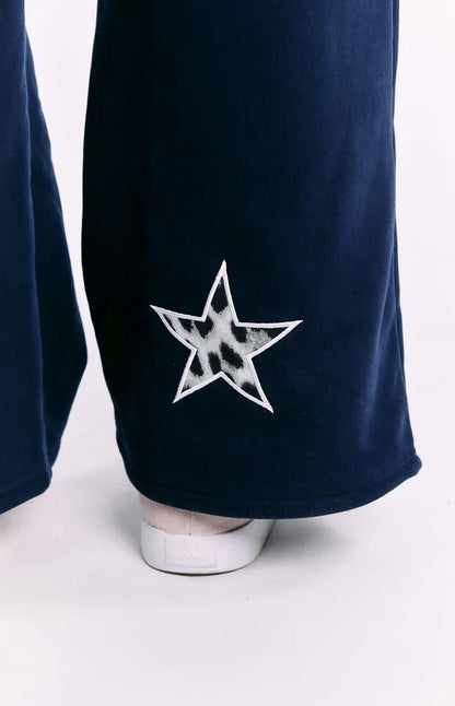 Dania Navy Leopard Star Track Pants
