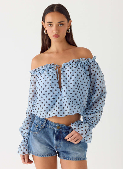 Tedara Top Blue Mocha Dot