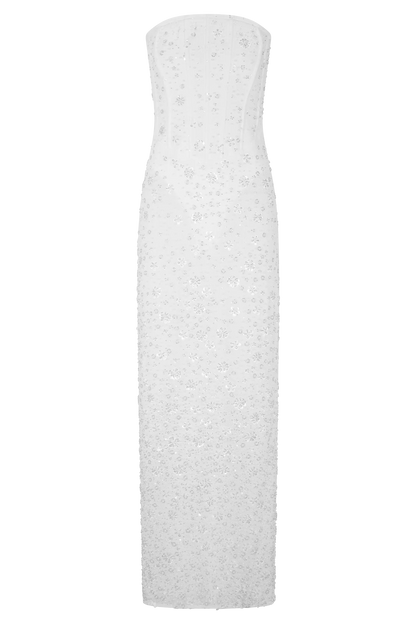 Gemma Strapless Embellished Maxi Dress Ivory