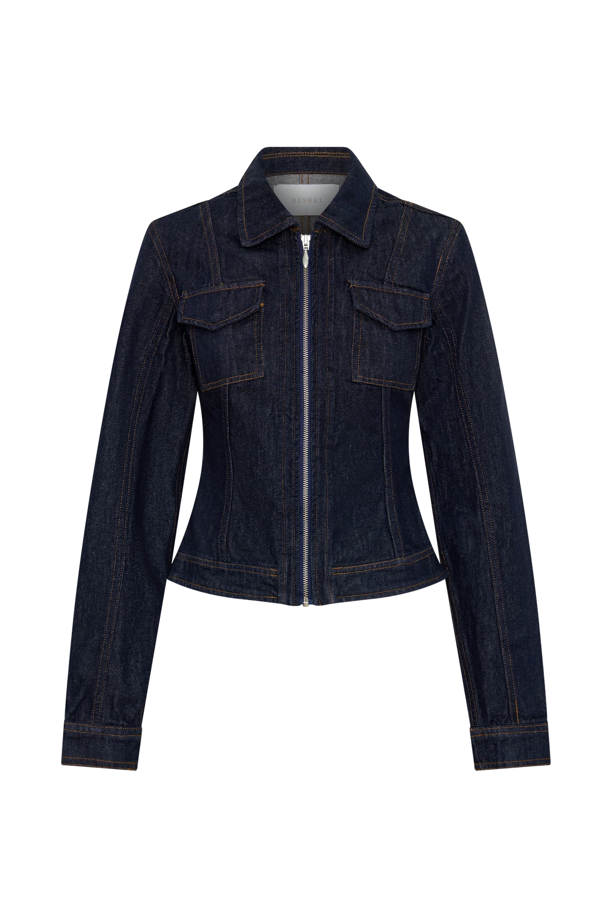 Cierra Cinched Jacket Top Washed Indigo Blue