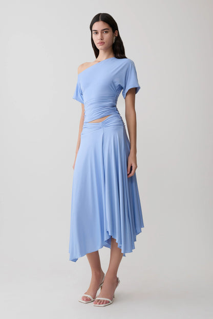 Luu Off Shoulder Slinky Top Sea Blue