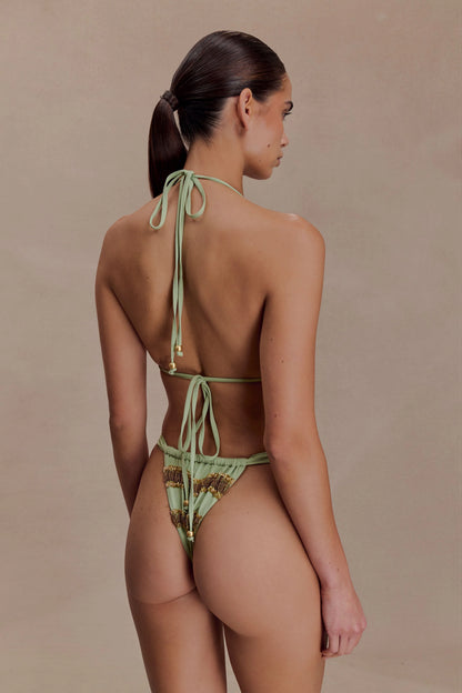 Robyn Beaded Triangle Bikini Top Sage
