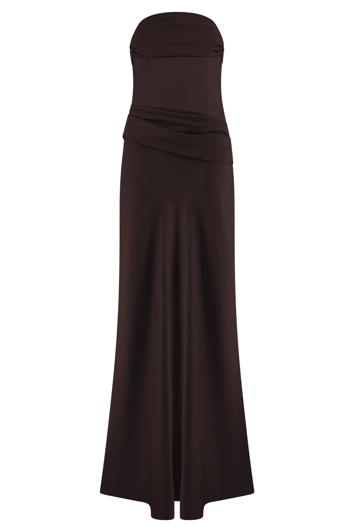 Jasmine Strapless Satin Maxi Dress Dark Chocolate