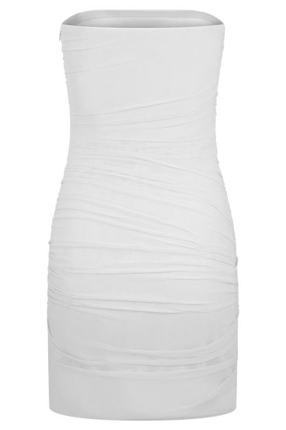 Jianna Strapless Mesh Mini Dress White