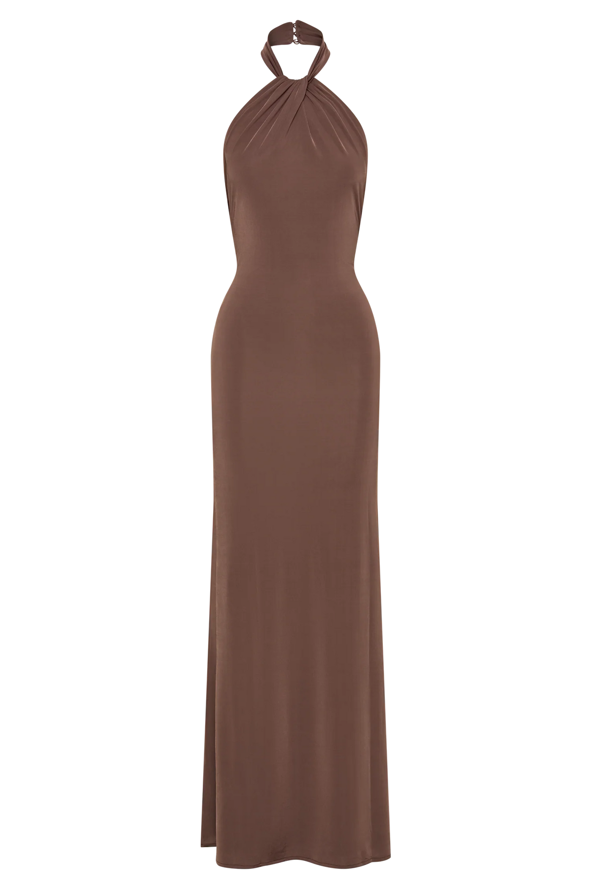 Elyna Slinky Halter Maxi Dress Chocolate