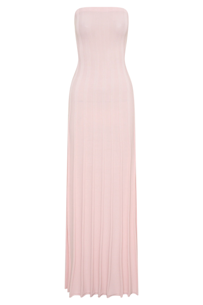 Pia Ribbed Strapless Maxi Dress Baby Pink