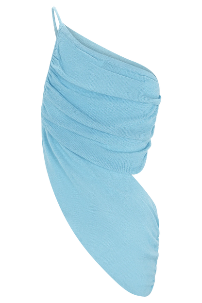 Corah Drape Knit Top Cyan Blue