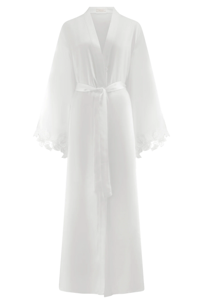Sullivan Satin Bridal Robe With Lace Ivory