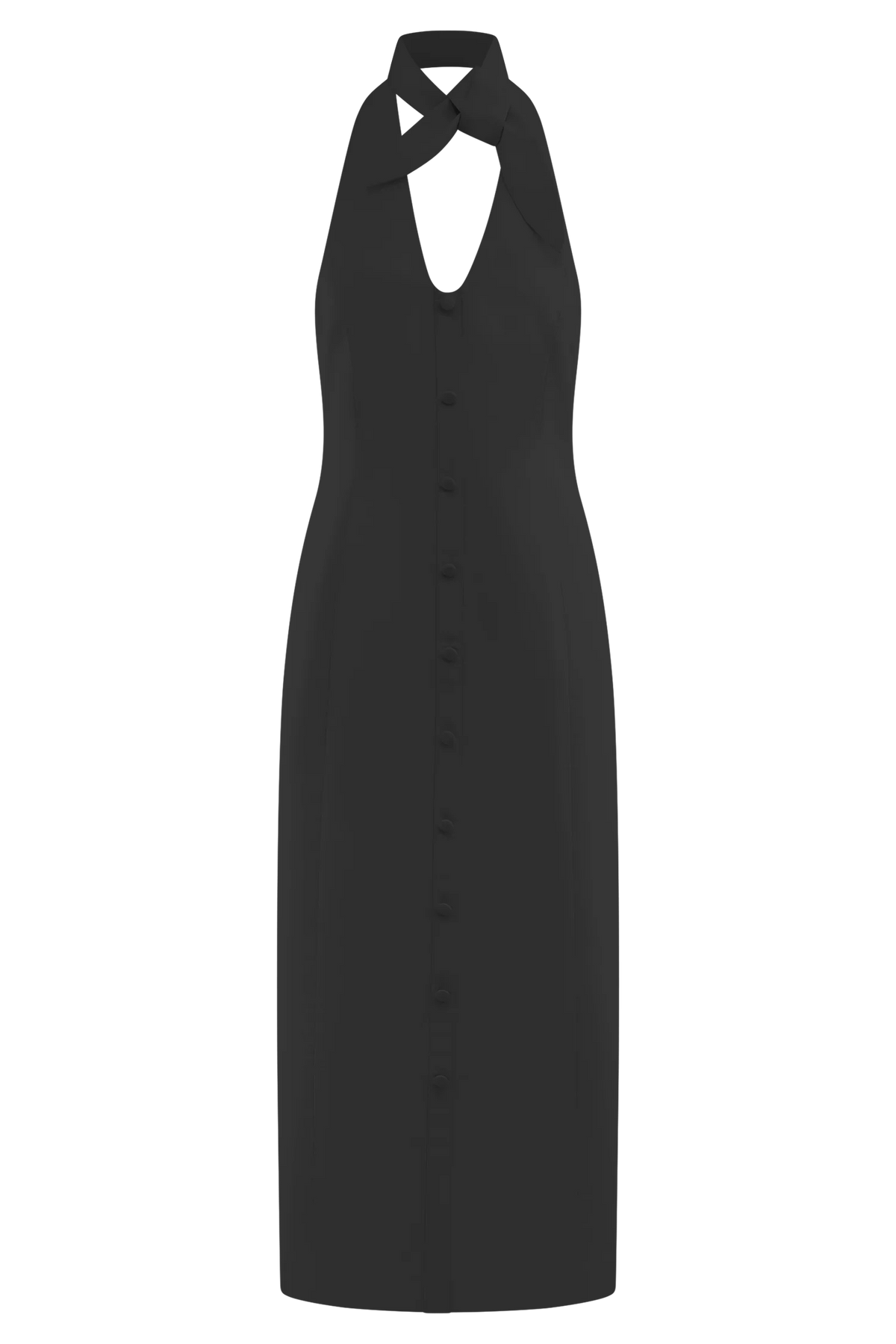 Simona Halter Neck Midi Dress Black