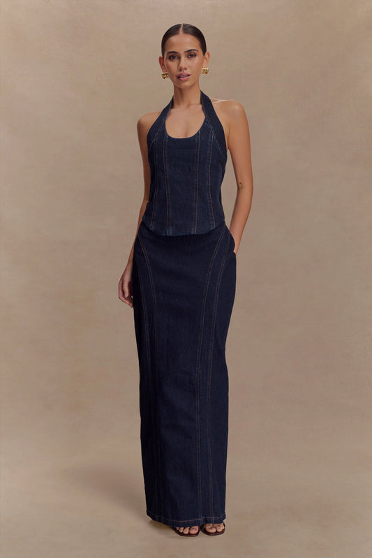 Alma Denim Maxi Skirt Indigo Blue