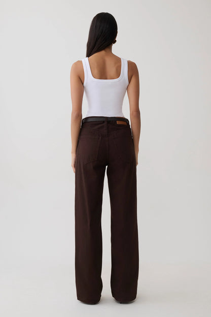 Mannon Mid Rise Denim Jeans Chocolate