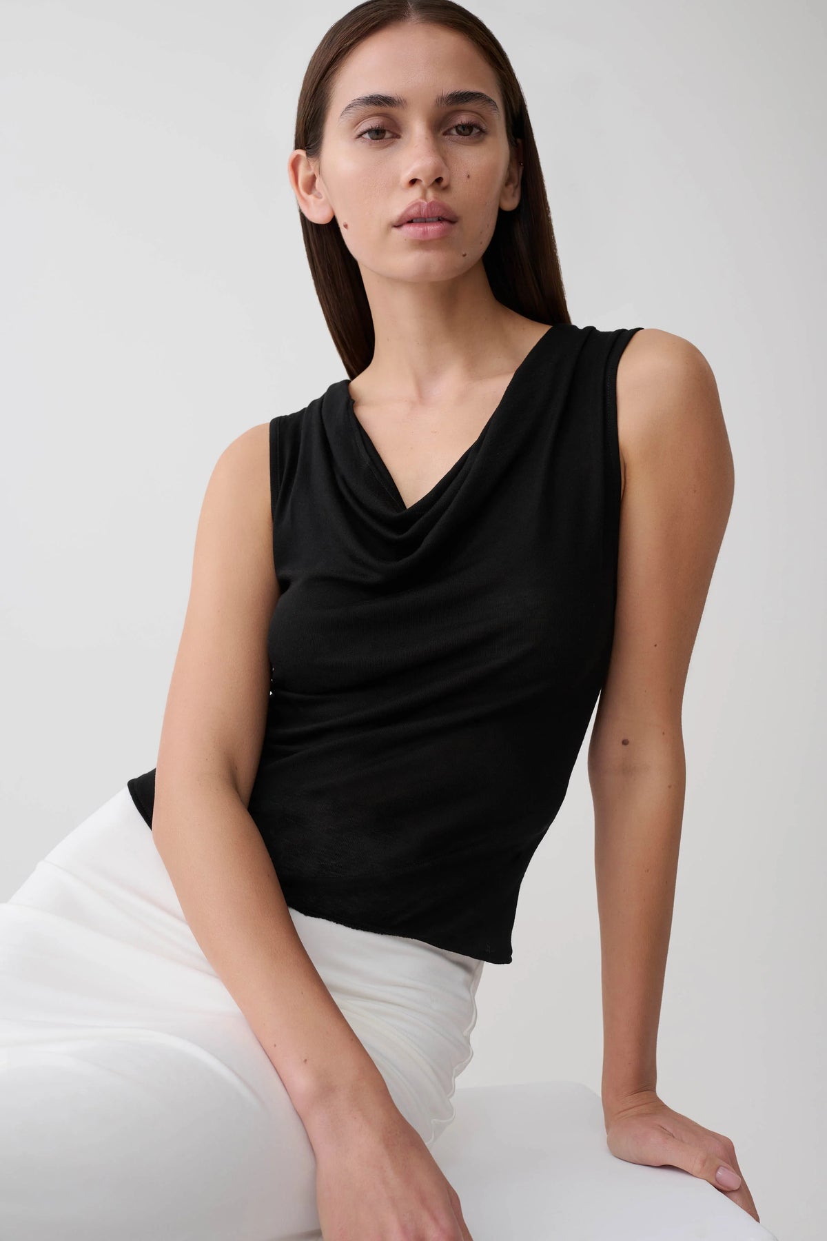 Ciaran Sleeveless Sheer Top Black