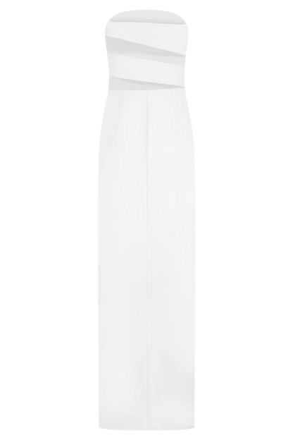 Paulina Cut Out Strapless Maxi Dress White