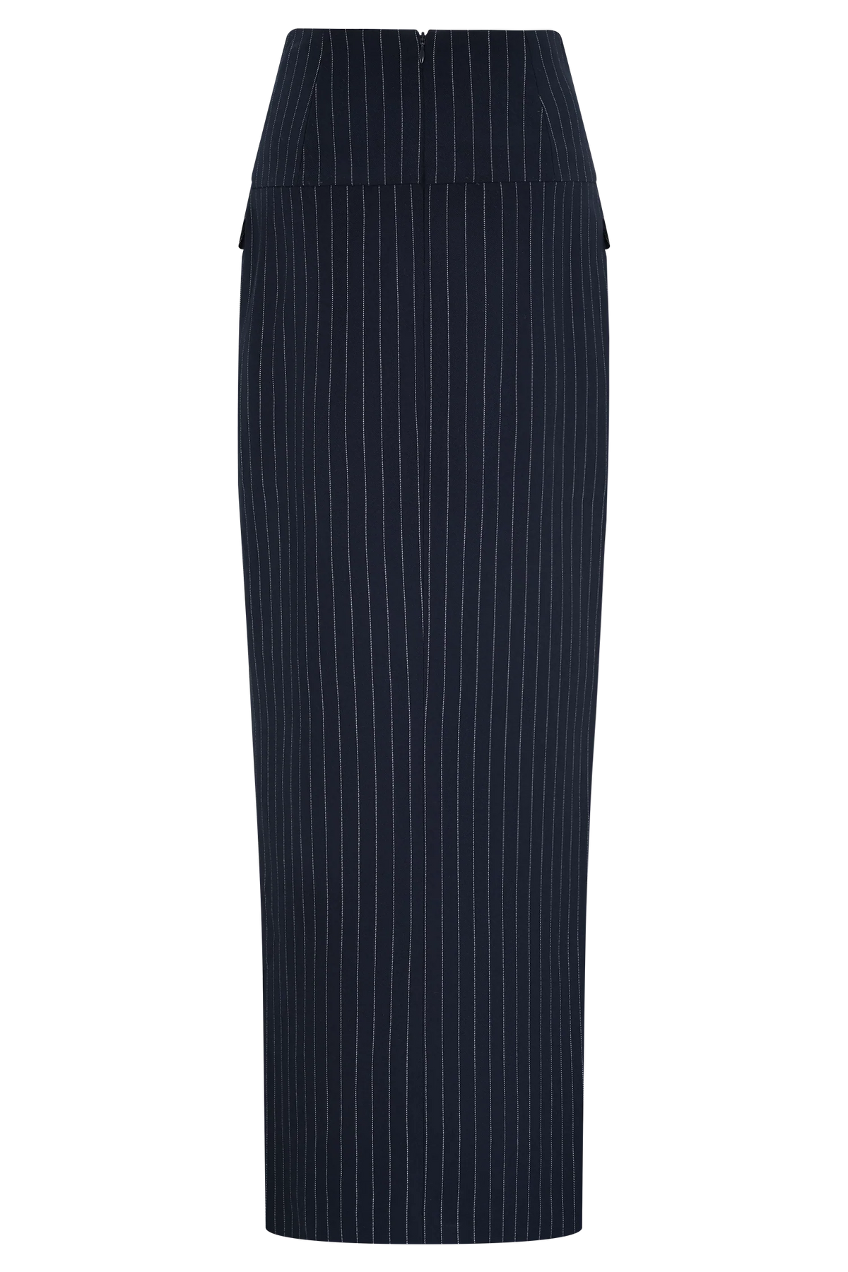 Cassie Column Maxi Skirt Navy Pinstripe