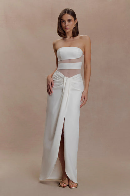Paulina Cut Out Strapless Maxi Dress White