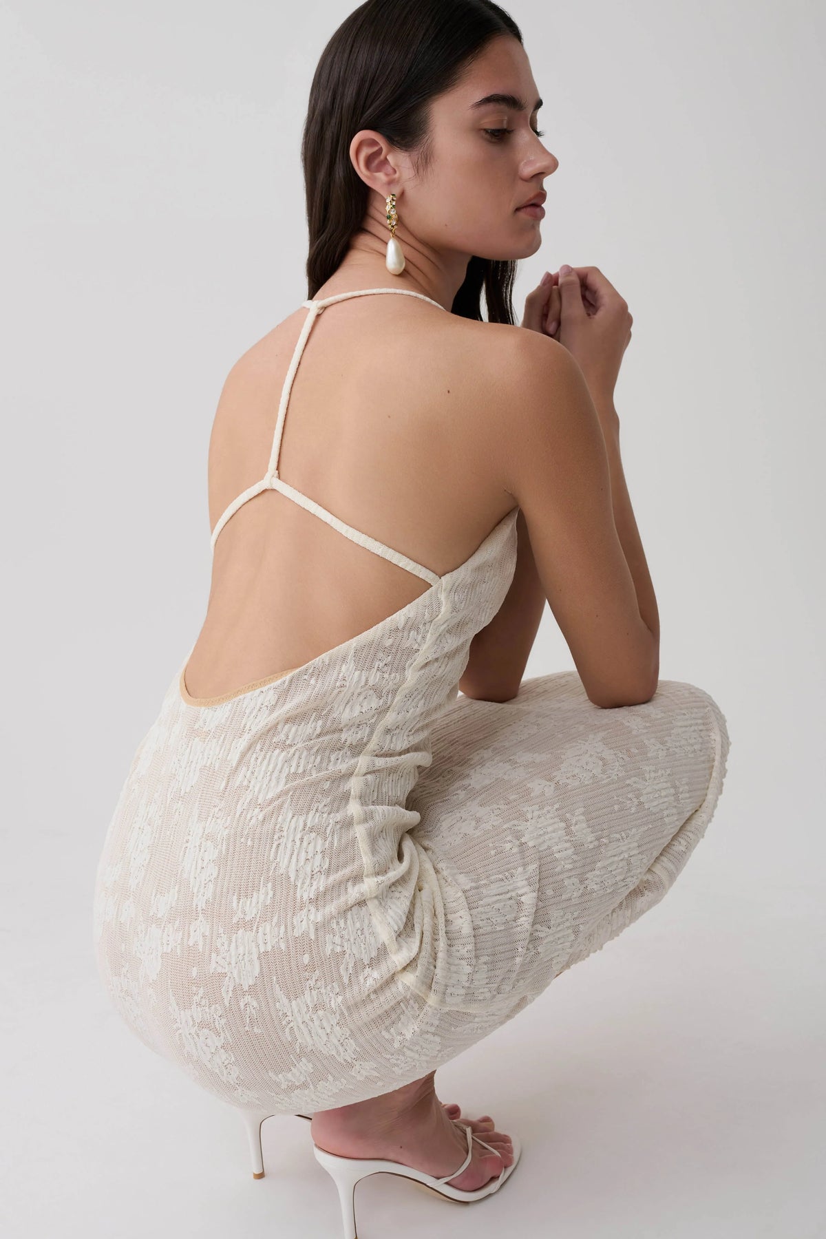 Ambrose Lace Midi Dress Ivory