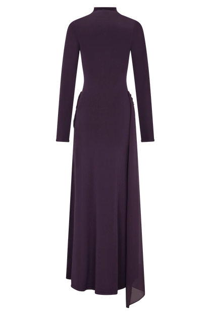 Grayson Knit Chiffon Maxi Dress Plum