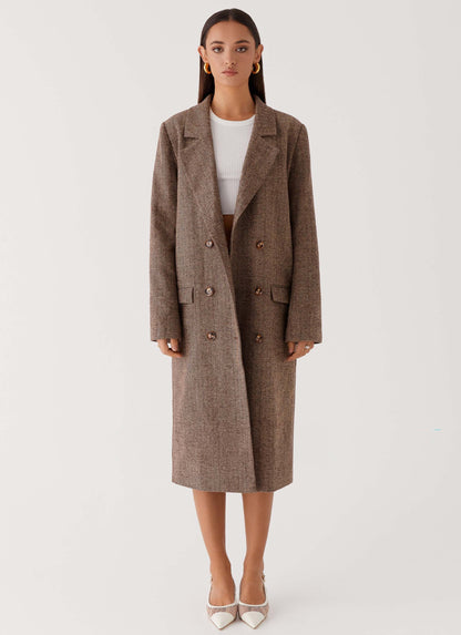 Since Way Back Longline Coat Brown