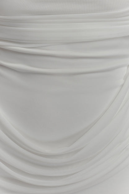 Gabrielle Slinky And Mesh Maxi Dress White