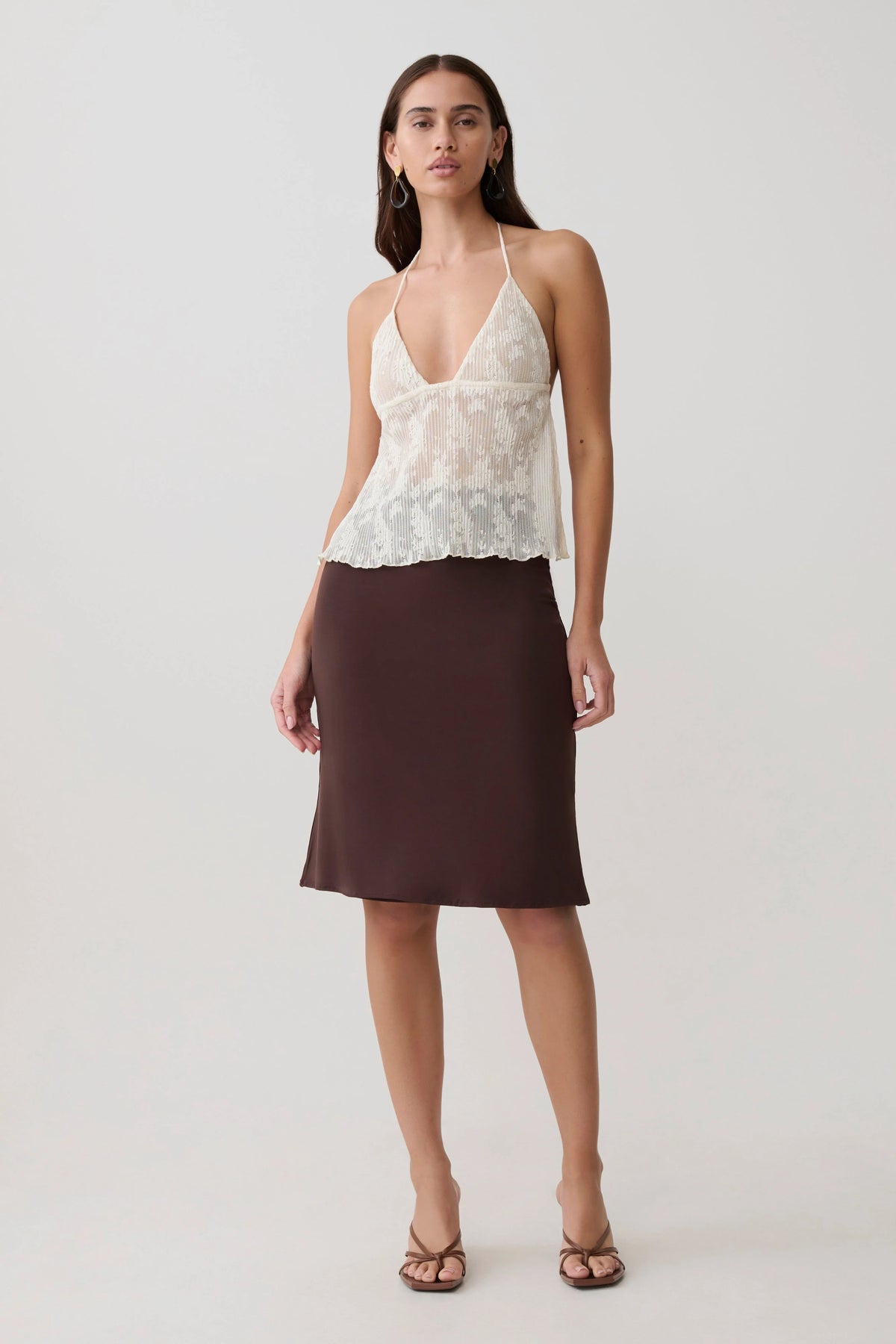 Ambrose Lace Cami Halter Top Ivory