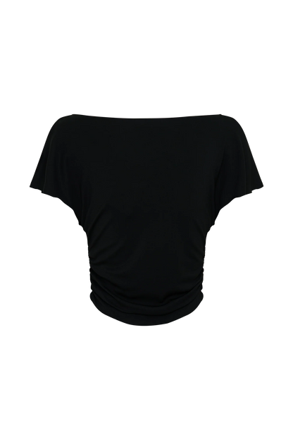 Talise Modal Flounce Short Sleeve Top Black