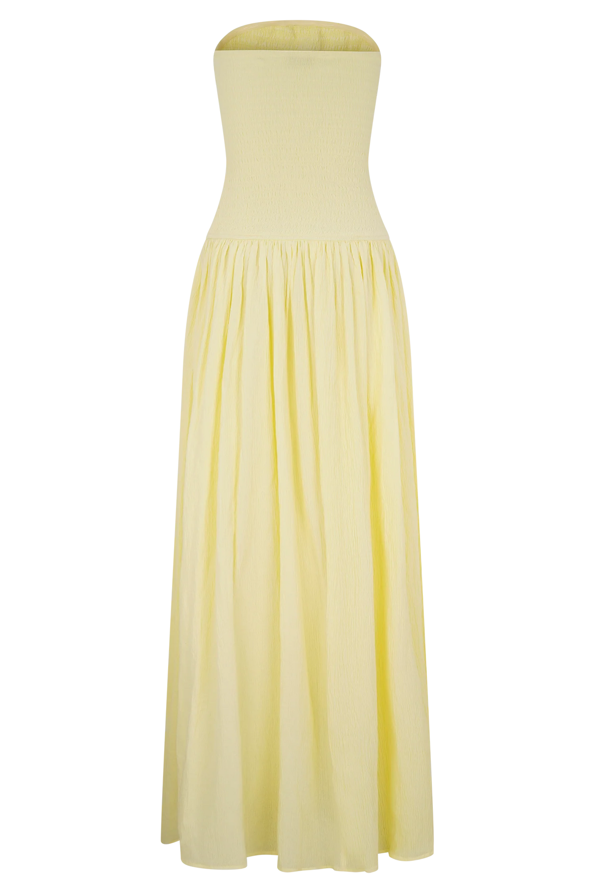 Maureen Cotton Shirring Maxi Dress Lemon