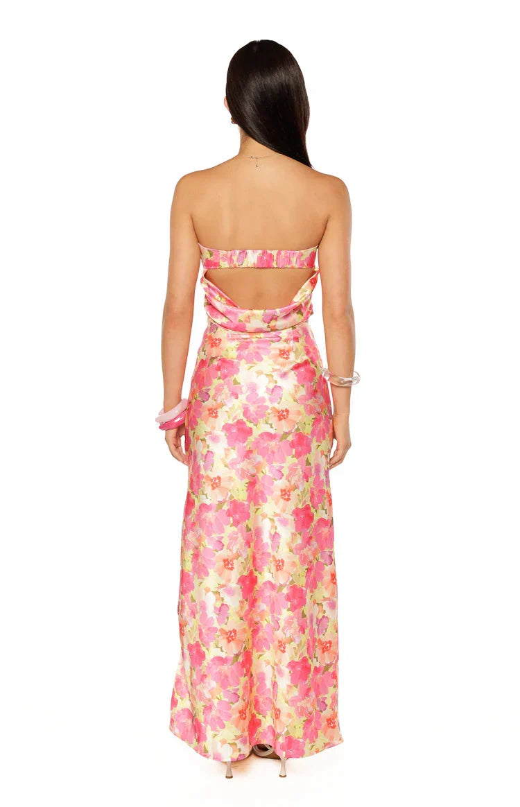 Genevieve Yellow Floral Pop Print Maxi Skirt