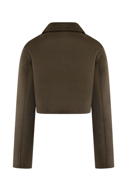 Hayes Faux Suede Collared Jacket Chocolate