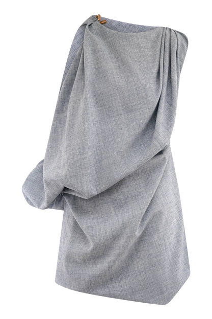 Gabriella Draped Mini Dress Charcoal Blue Marle
