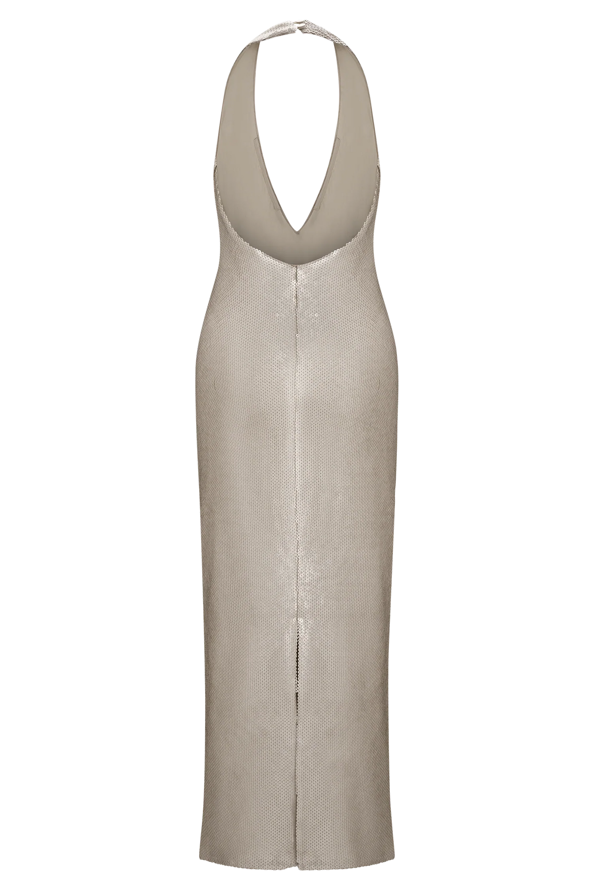 Carnation Sequin Halter Midi Dress Gold