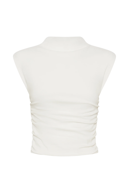 Ellia High Neck Sleeveless Top White