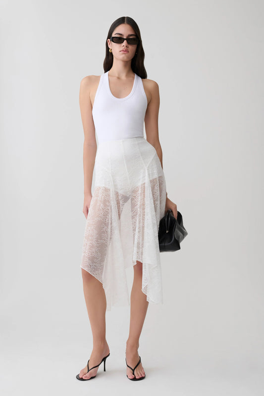 Haime Lace Hankie Midi Skirt Ivory