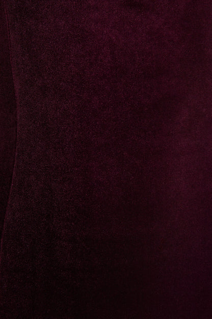 Emberlyn Burgundy Velvet Scoop Neck Fishtail Midi Dress
