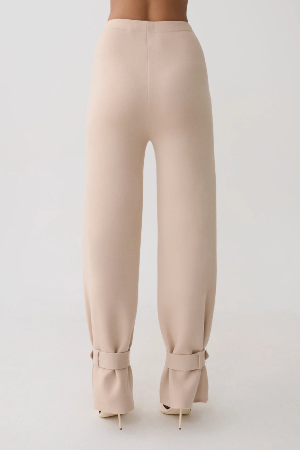 Blaine Knit Cuffed Wide Leg Pants Oat Marle