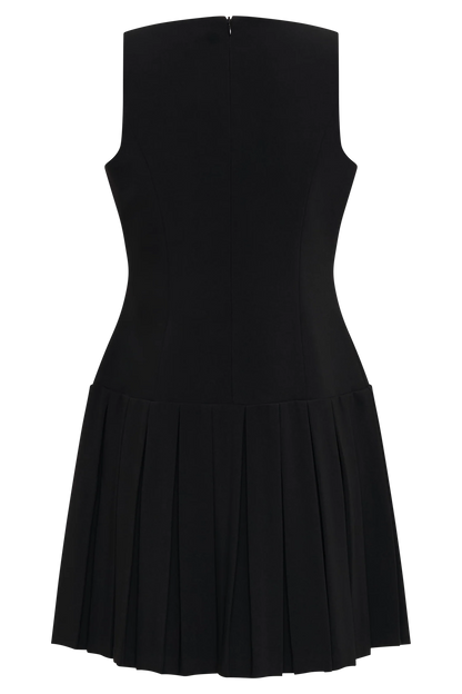 Mackenzie Sleeveless Pleated Mini Dress Black