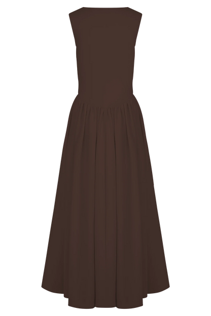 Sharon Scuba Jersey Midi Dress Cacao Brown