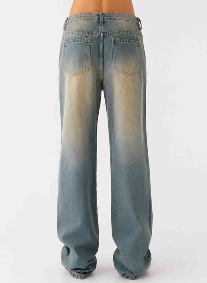 San Diego Straight Leg Denim Jeans Blue Wash