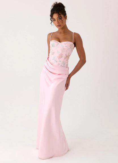 Euphoric Beaded Maxi Dress Pink Everbloom