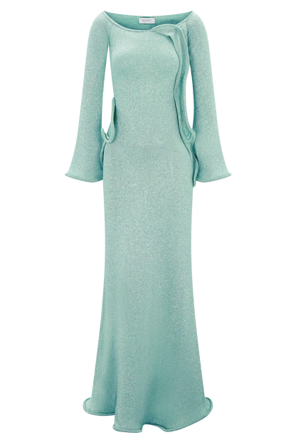 Sandrine Lurex Knit Maxi Dress Aqua