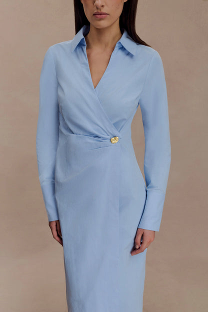 Mikaila Asymmetric Shirt Dress Blue