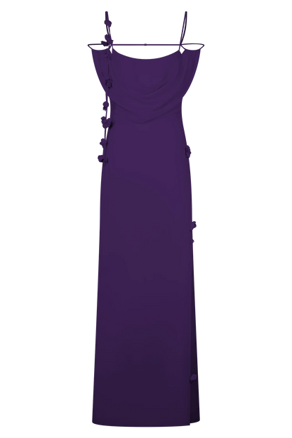 Rosalie Floral Chiffon Maxi Dress Purple