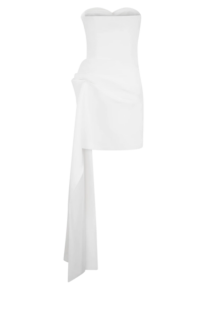 Evianna Strapless Gathered Mini Dress White