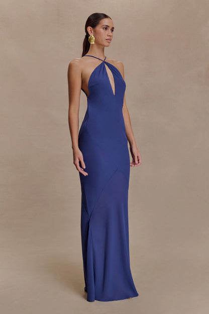 Nerea Slip Halter Maxi Dress Purple Ink