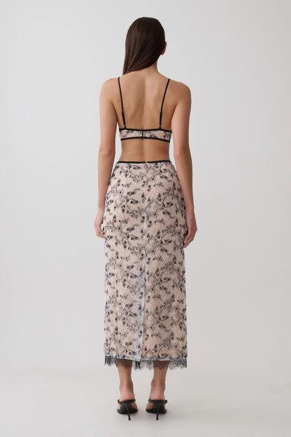 Kimberly Lace Sleeveless Crop Top Nude Lace